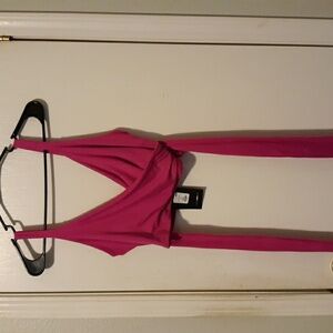 Fashion Nova Cha Cha Tonight Fuchsia Crop Festival Tank Cami Halter Top sz L